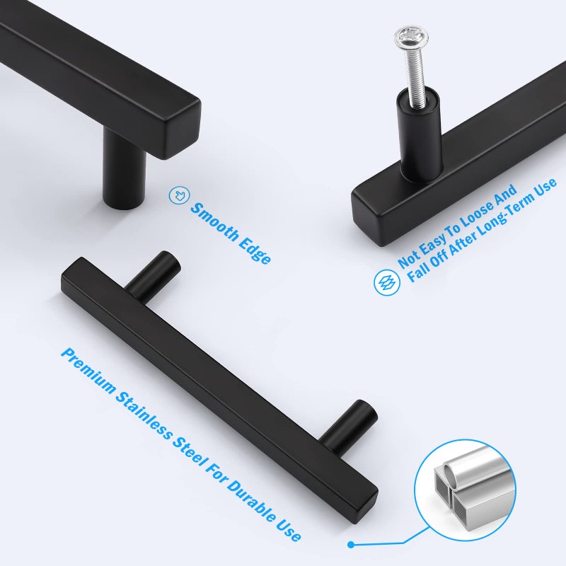 KNOBWELL 20 Pack 3.75 Inch Modern Kitchen Cabinet Handles Euro Style Stainless Steel Cabinet Pulls, Kitchen Cupboard Handles Hole Center 3-3/4", Overall Length 6" - Image 3